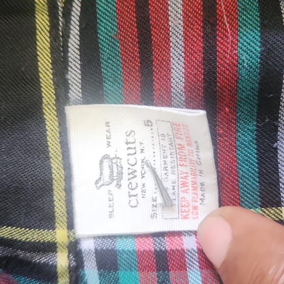 CREWCUTS black tartan pajama shirt 5 boys plaid top button down pjs - Picture 3 of 6